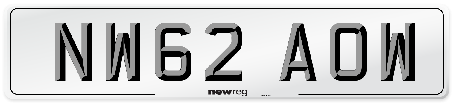 NW62 AOW Number Plate from New Reg